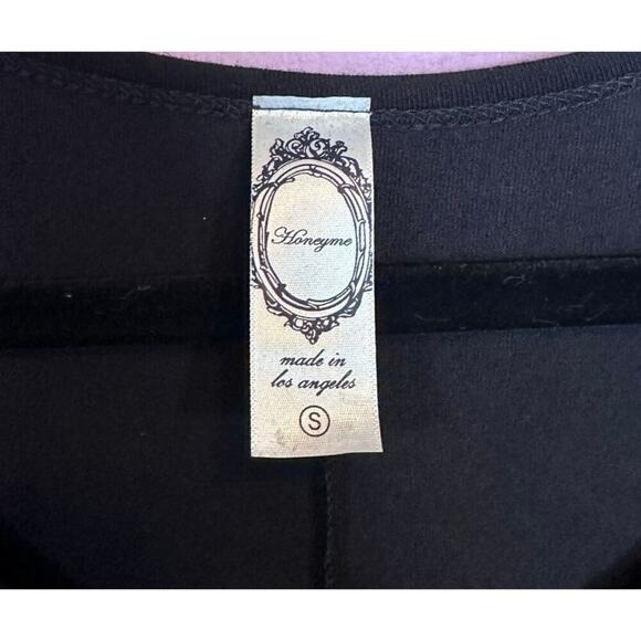 Honeyme Oversized Tunic Ruffle Hem Bohemian Black Top Size Small - Picture 7 of 7